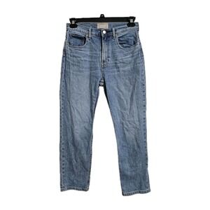 Everlane Jeans Womens 29 Blue High Rise Straight Ankle Medium Wash Stretch Denim